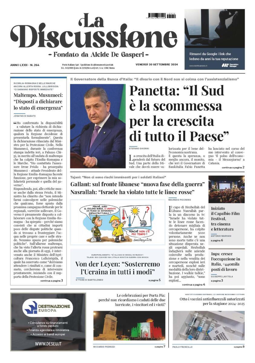 Prima-pagina-la-discussione-edizione-di-oggi-20-09-2024