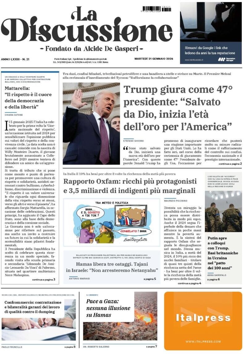 Prima-pagina-la-discussione-edizione-di-oggi-21-01-2025