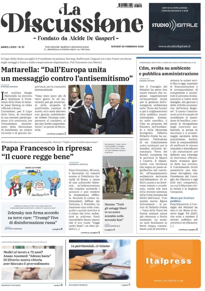 Prima-pagina-la-discussione-edizione-di-oggi-21-02-2025