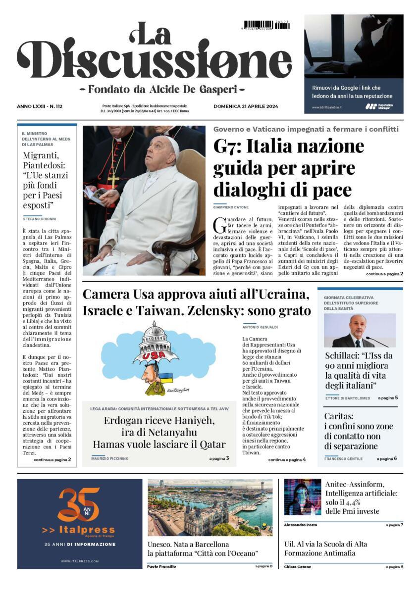 Prima-pagina-la-discussione-edizione-di-oggi-21-04-2024