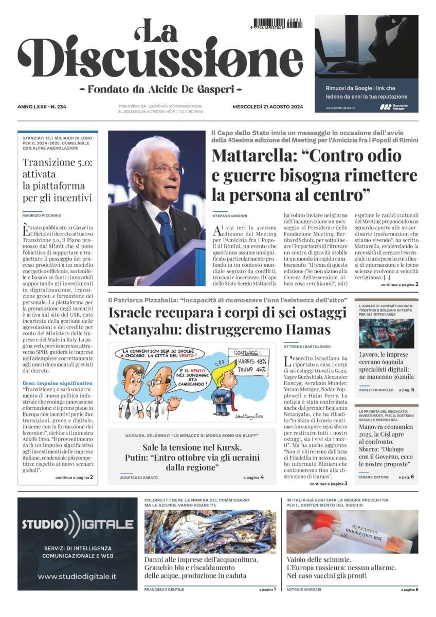 Prima-pagina-la-discussione-edizione-di-oggi-21-08-2024