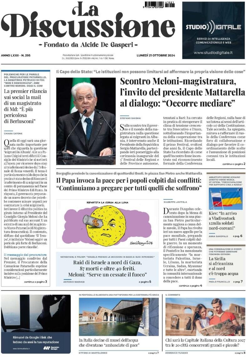 Prima-pagina-la-discussione-edizione-di-oggi-21-10-2024