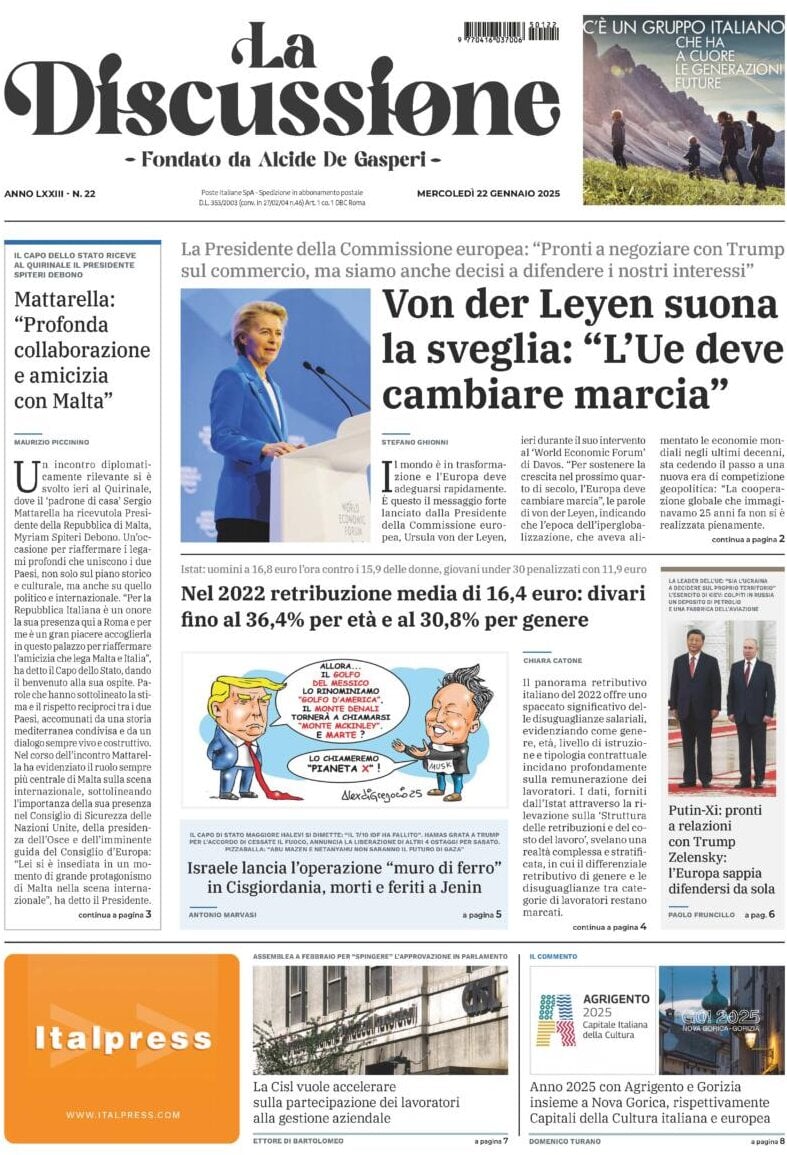 Prima-pagina-la-discussione-edizione-di-oggi-22-01-2025