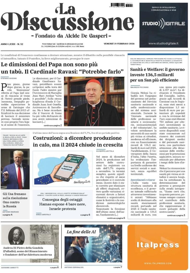 Prima-pagina-la-discussione-edizione-di-oggi-22-02-2025