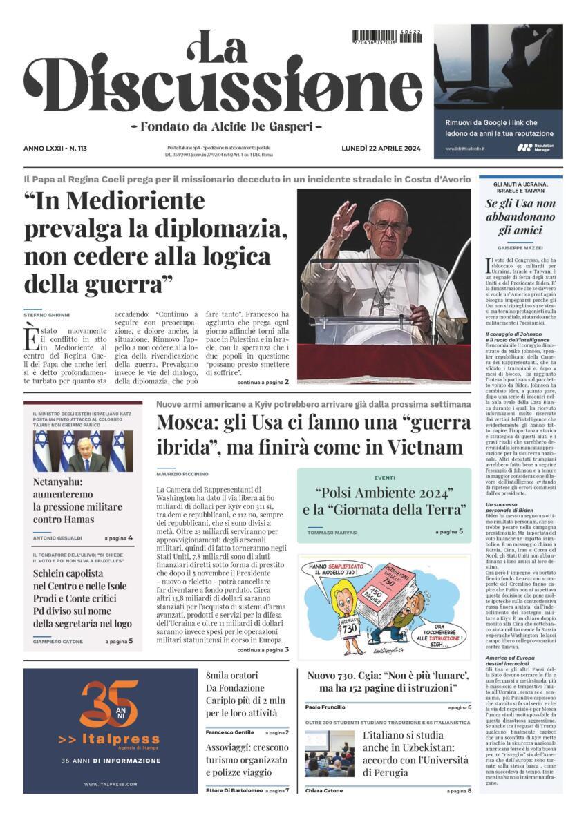 Prima-pagina-la-discussione-edizione-di-oggi-22-04-2024