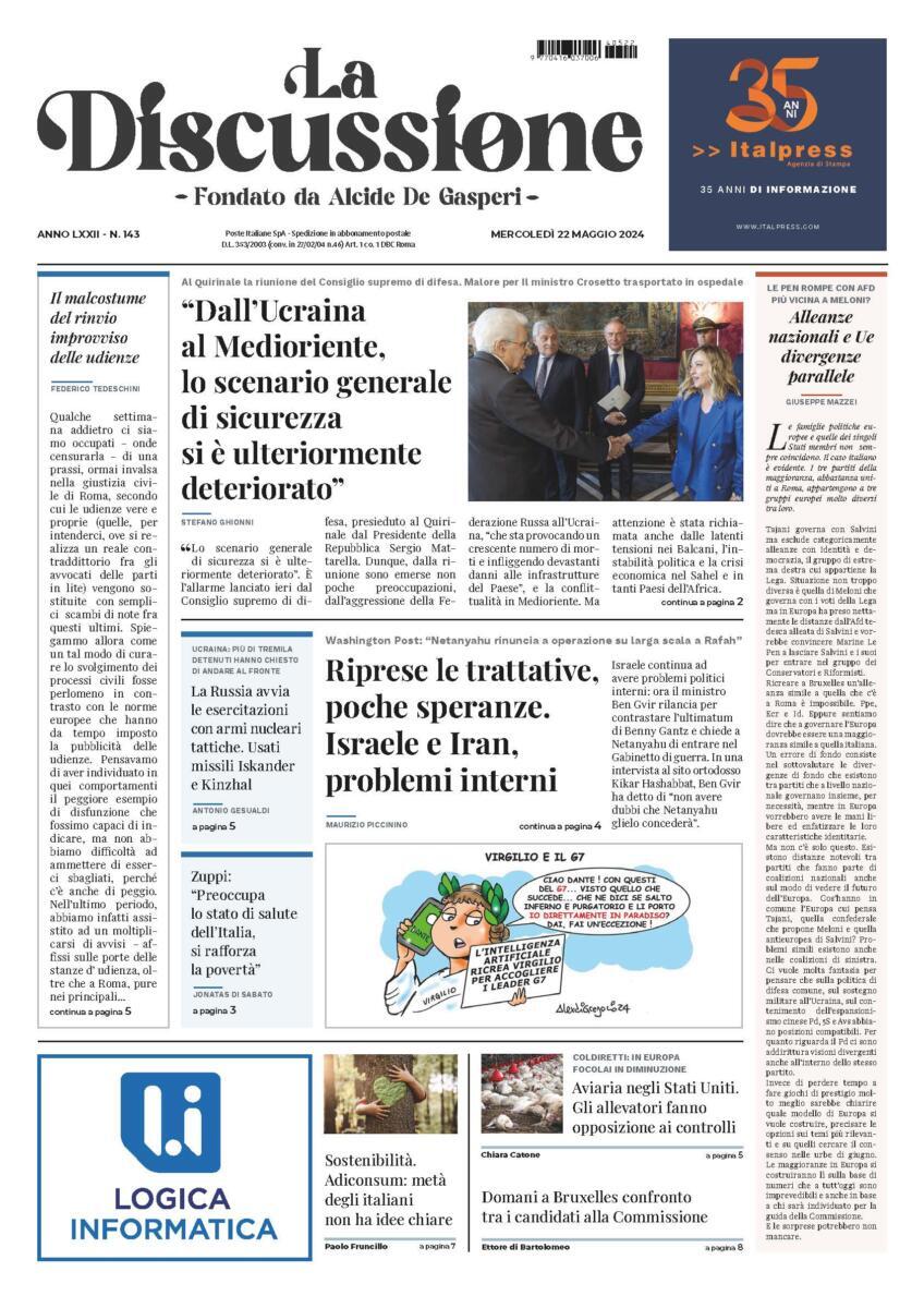 Prima-pagina-la-discussione-edizione-di-oggi-22-05-2024