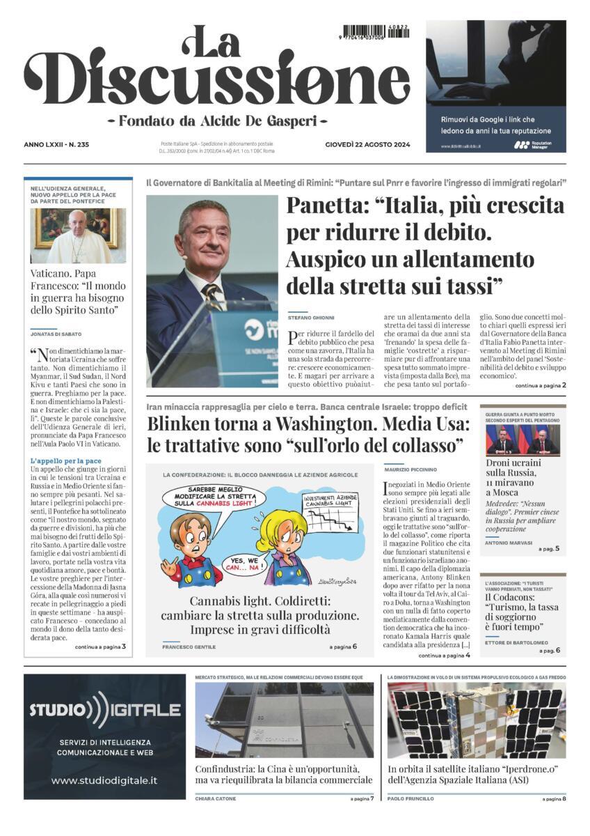 Prima-pagina-la-discussione-edizione-di-oggi-22-08-2024