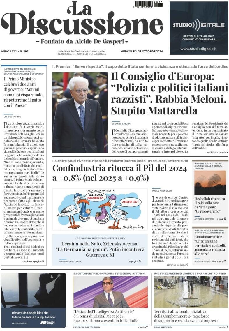 Prima-pagina-la-discussione-edizione-di-oggi-23-10-2024