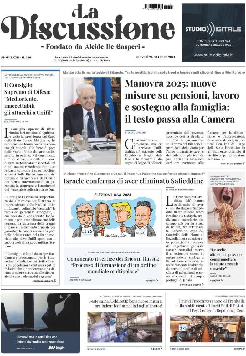 Prima-pagina-la-discussione-edizione-di-oggi-24-10-2024