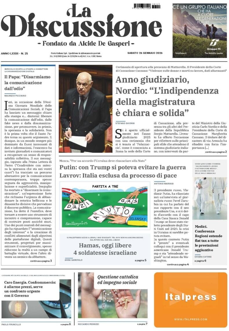 Prima-pagina-la-discussione-edizione-di-oggi-25-01-2025