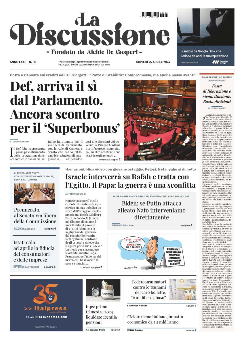 Prima-pagina-la-discussione-edizione-di-oggi-25-04-2024