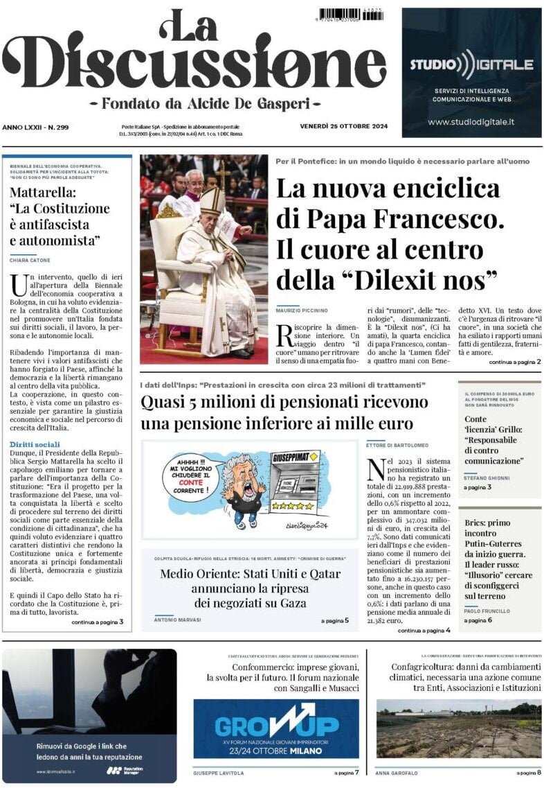 Prima-pagina-la-discussione-edizione-di-oggi-25-10-2024