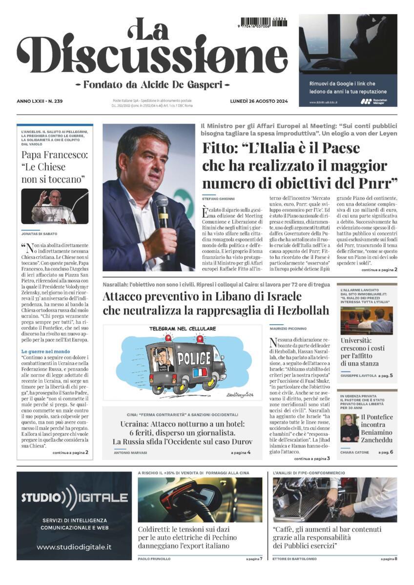 Prima-pagina-la-discussione-edizione-di-oggi-26-08-2024