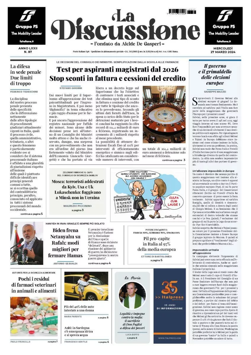 Prima-pagina-la-discussione-edizione-di-oggi-27-03-2024