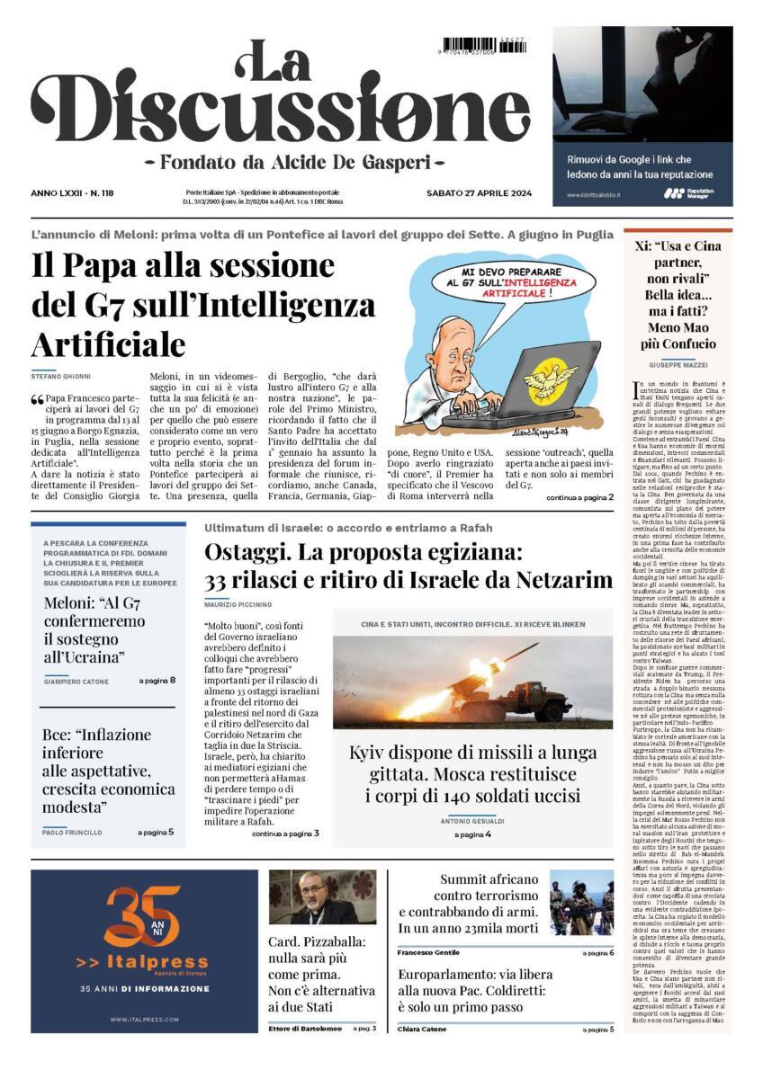 Prima-pagina-la-discussione-edizione-di-oggi-27-04-2024