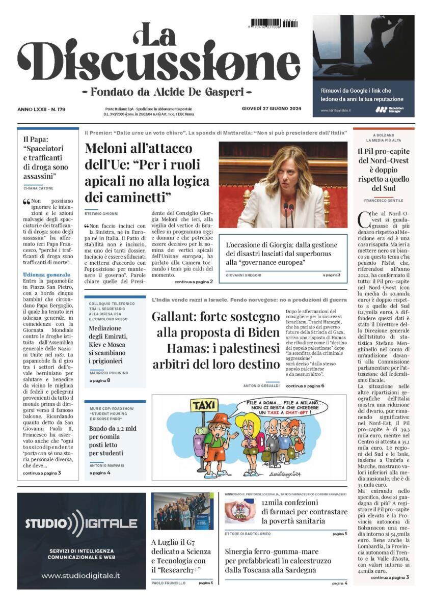 Prima-pagina-la-discussione-edizione-di-oggi-27-06-2024