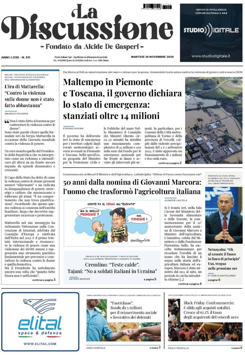 Prima-pagina-la-discussione-edizione-di-oggi-27-11-2024