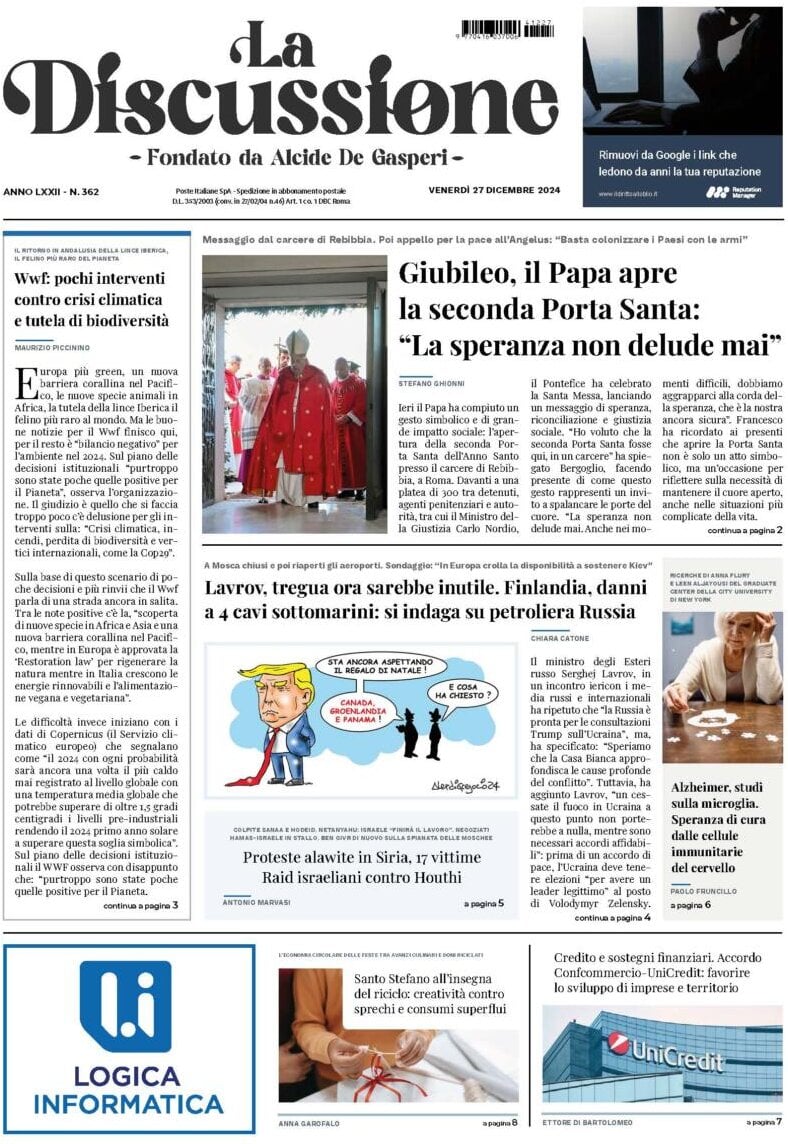 Prima-pagina-la-discussione-edizione-di-oggi-27-12-2024