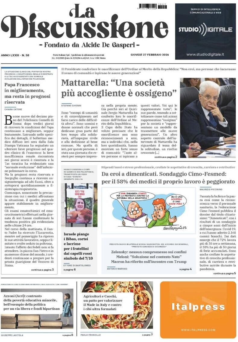 Prima-pagina-la-discussione-edizione-di-oggi-28-02-2025