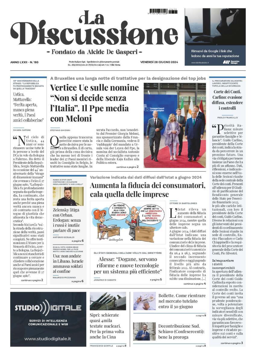 Prima-pagina-la-discussione-edizione-di-oggi-28-06-2024