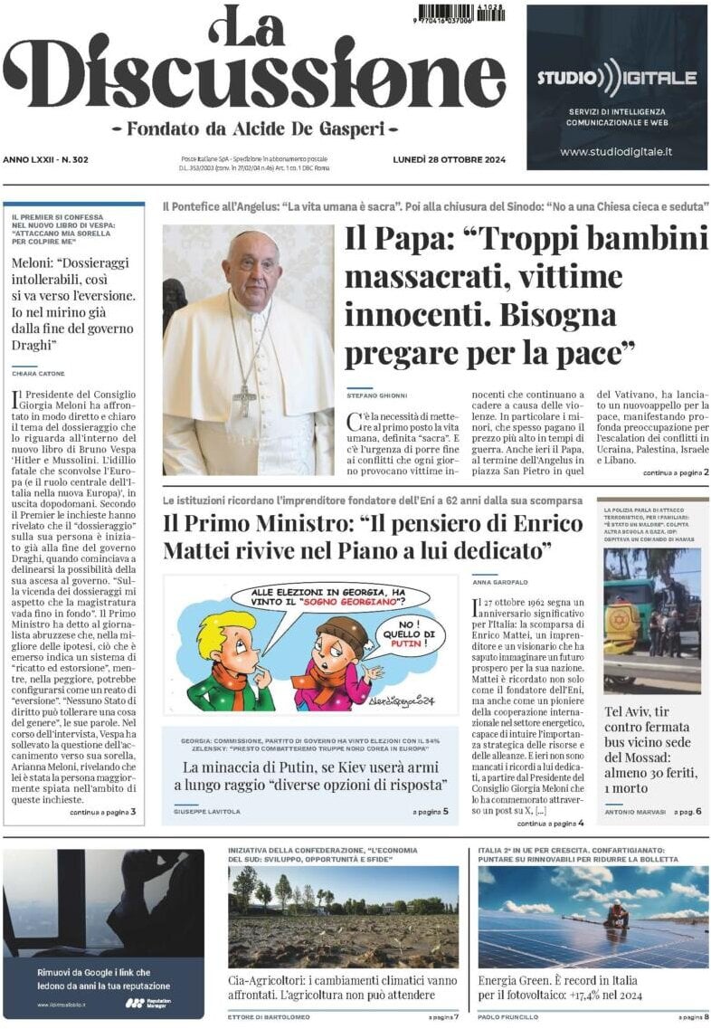 Prima-pagina-la-discussione-edizione-di-oggi-28-10-2024