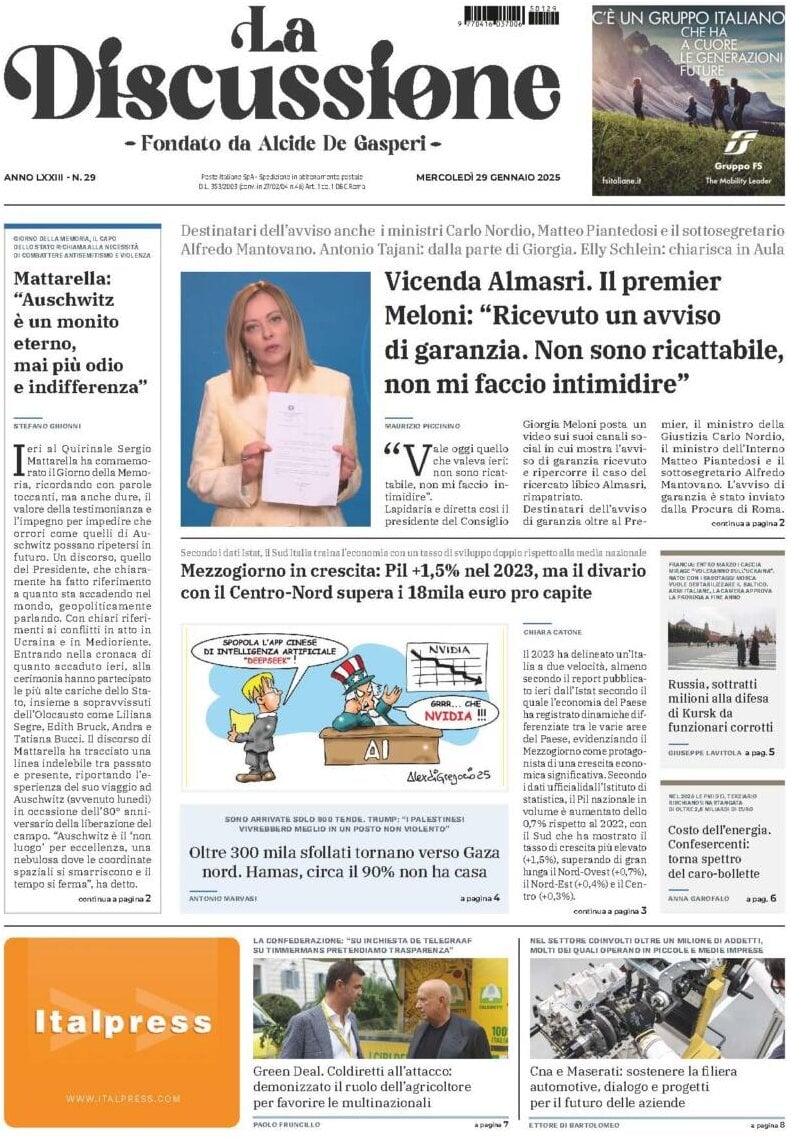 Prima-pagina-la-discussione-edizione-di-oggi-29-01-2025