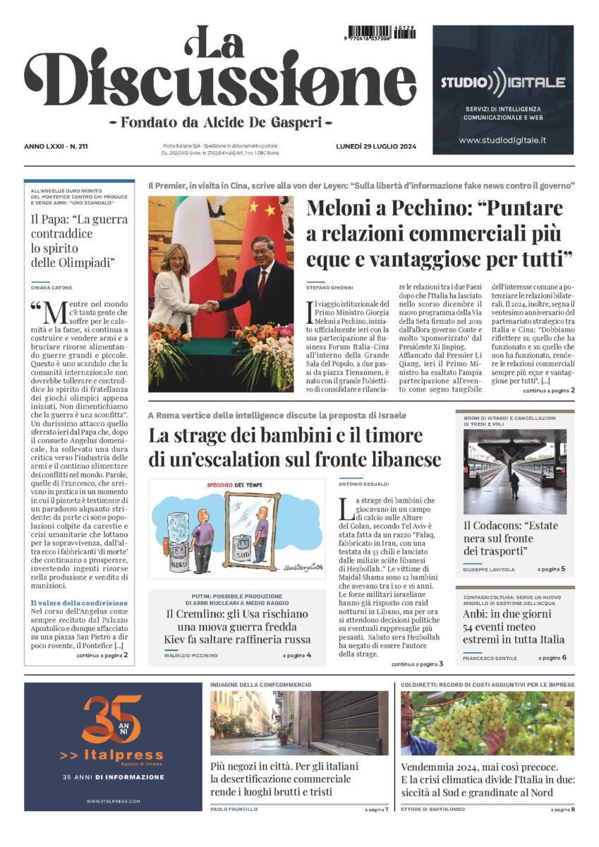 Prima-pagina-la-discussione-edizione-di-oggi-29-07-2024