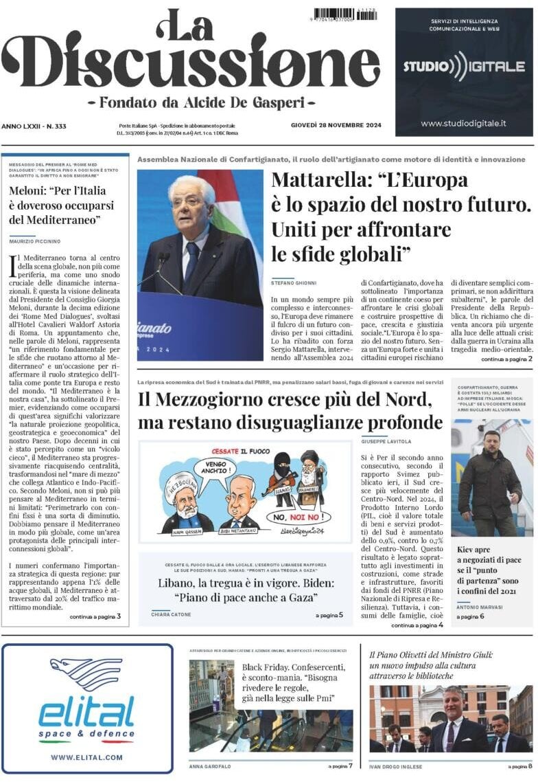 Prima-pagina-la-discussione-edizione-di-oggi-29-11-2024