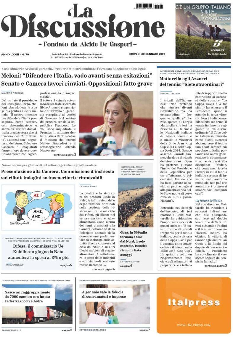 Prima-pagina-la-discussione-edizione-di-oggi-30-01-2025