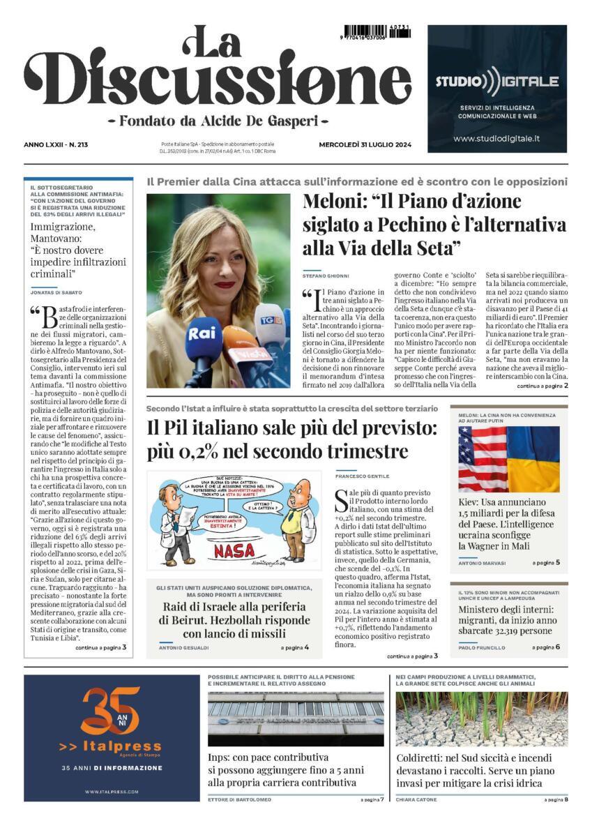 Prima-pagina-la-discussione-edizione-di-oggi-31-07-2024