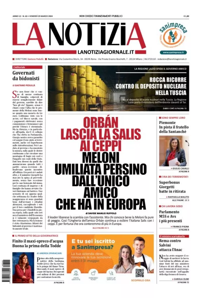 Prima-pagina-la-notizia-giornale-edizione-del-2024-03-29