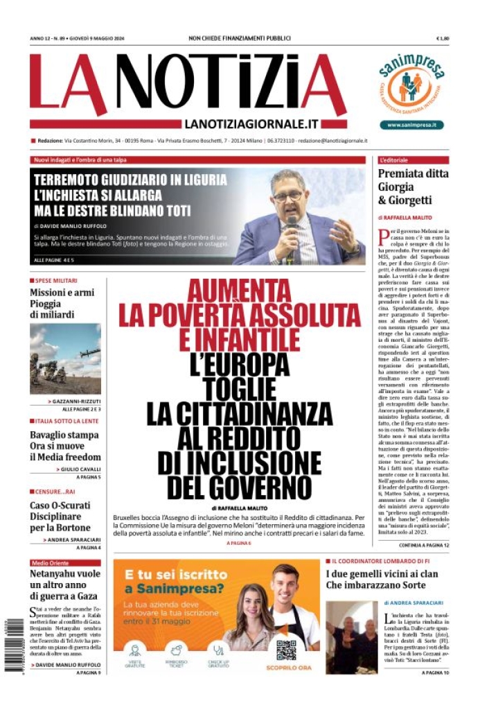 Prima-pagina-la-notizia-giornale-edizione-del-2024-05-09