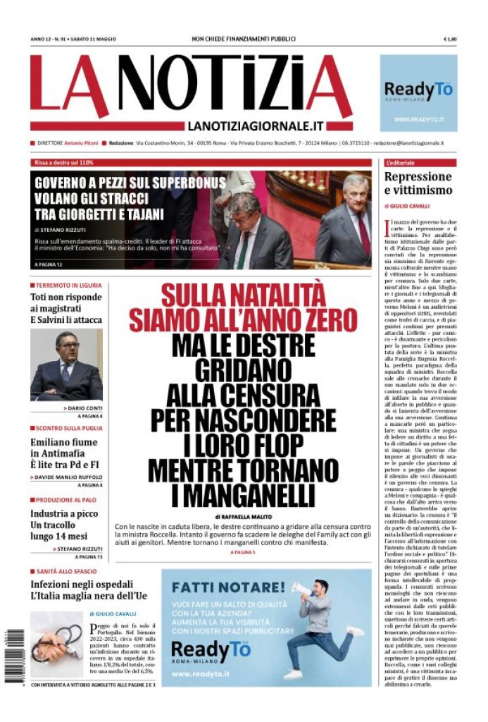 Prima-pagina-la-notizia-giornale-edizione-del-2024-05-11