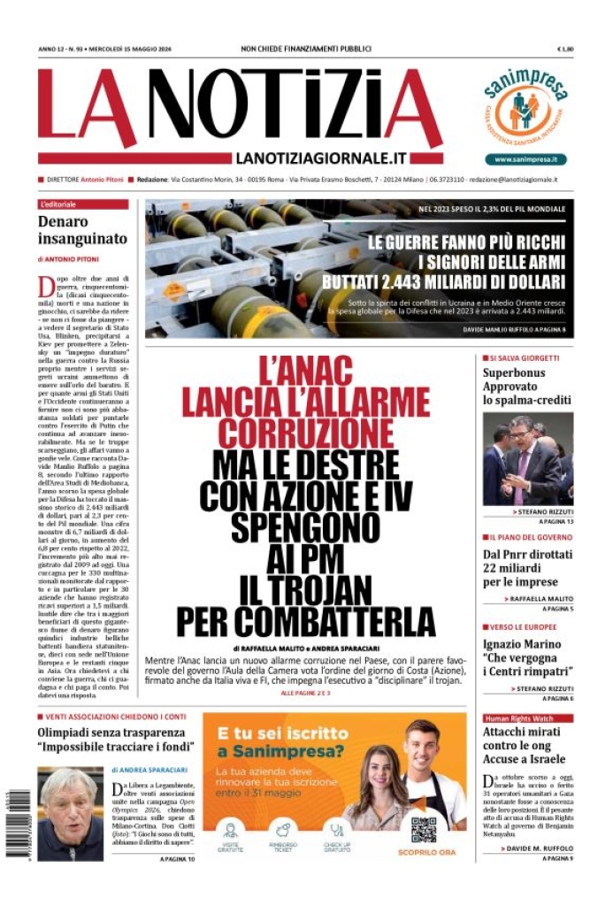 Prima-pagina-la-notizia-giornale-edizione-del-2024-05-15