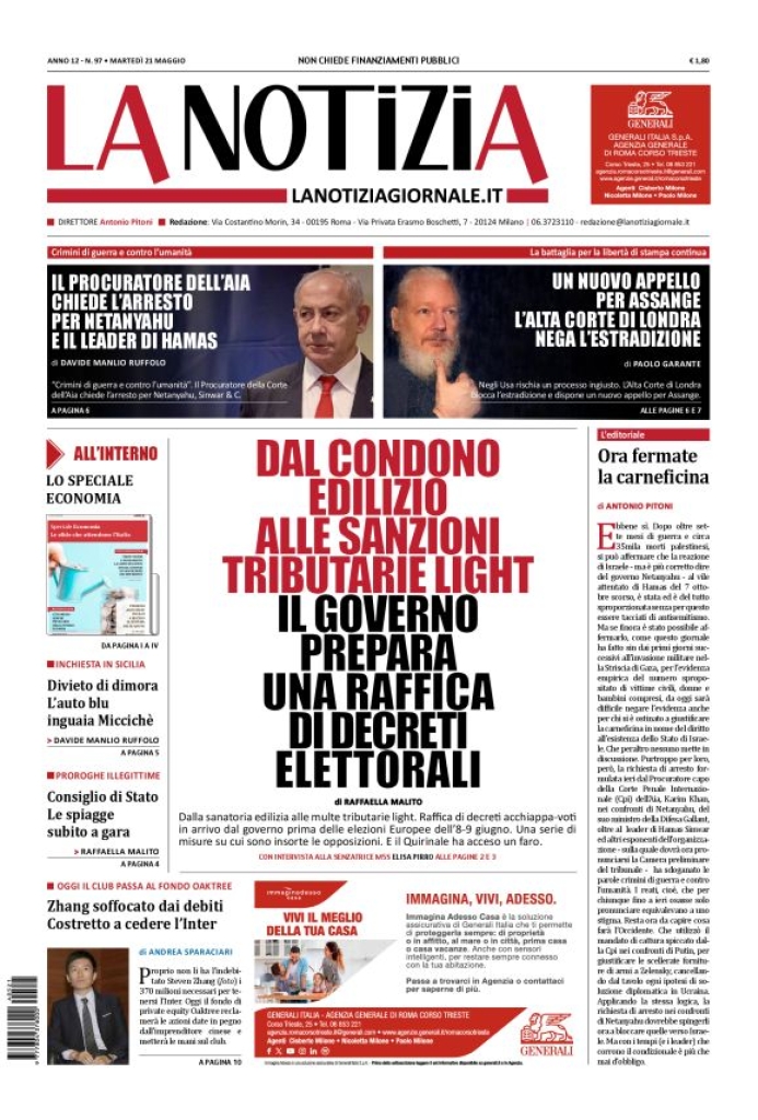 Prima-pagina-la-notizia-giornale-edizione-del-2024-05-21