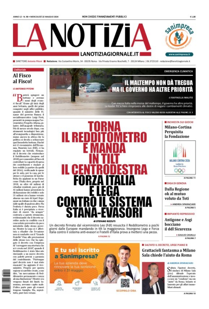 Prima-pagina-la-notizia-giornale-edizione-del-2024-05-22