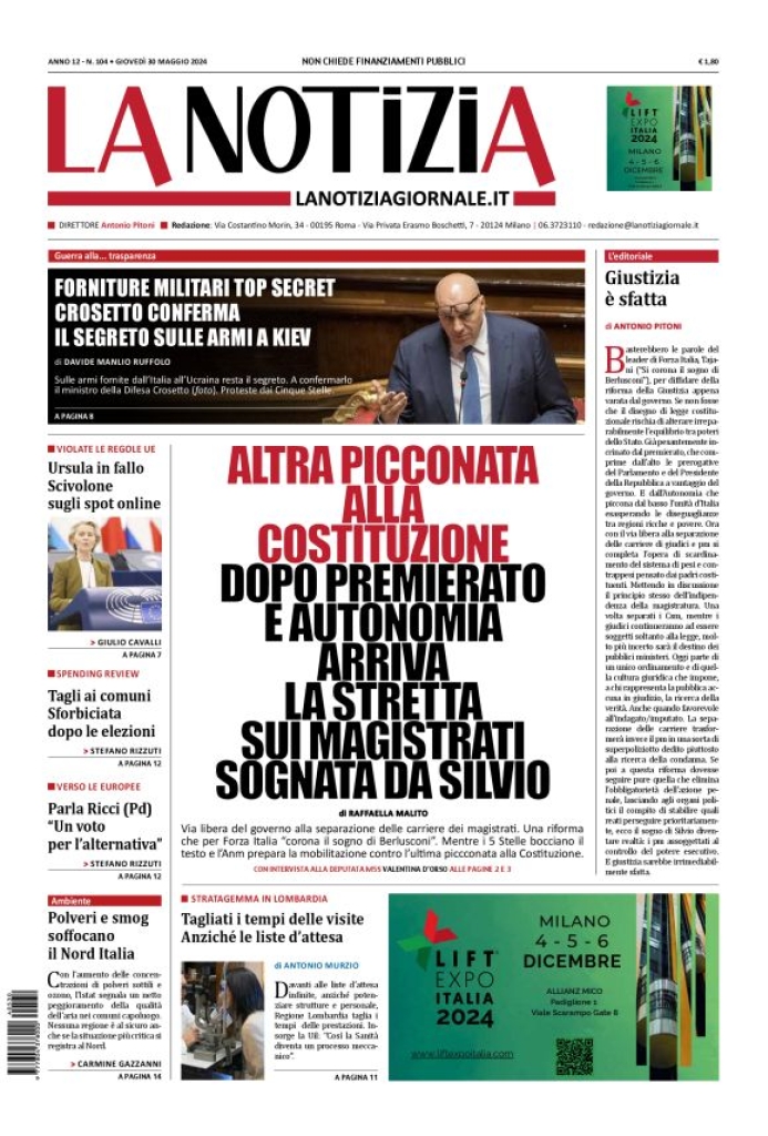 Prima-pagina-la-notizia-giornale-edizione-del-2024-05-30