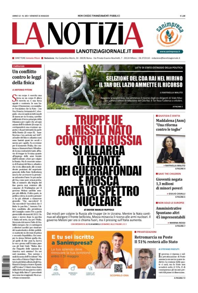 Prima-pagina-la-notizia-giornale-edizione-del-2024-05-31