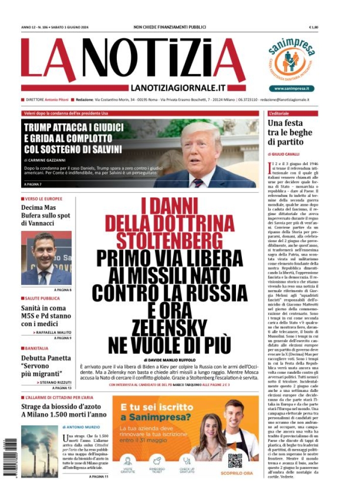 Prima-pagina-la-notizia-giornale-edizione-del-2024-06-01