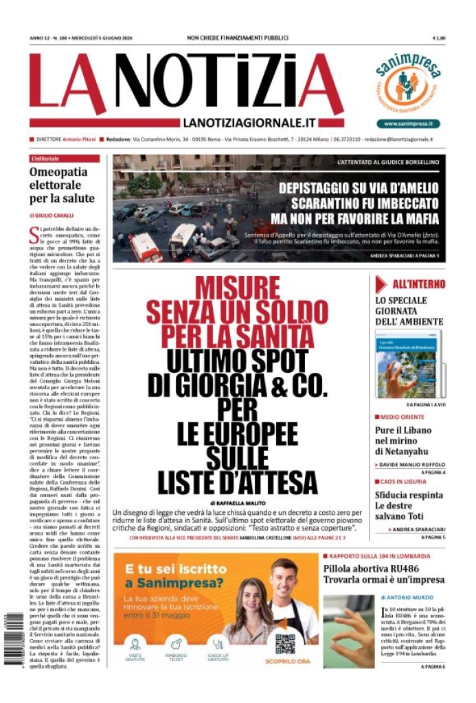 Prima-pagina-la-notizia-giornale-edizione-del-2024-06-05