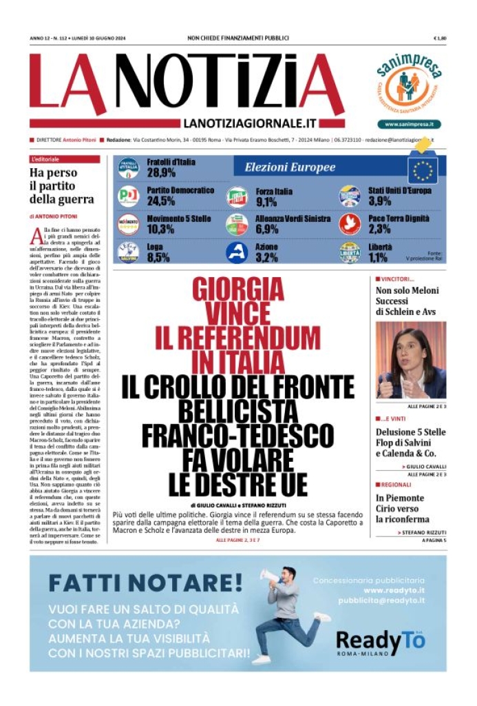 Prima-pagina-la-notizia-giornale-edizione-del-2024-06-10