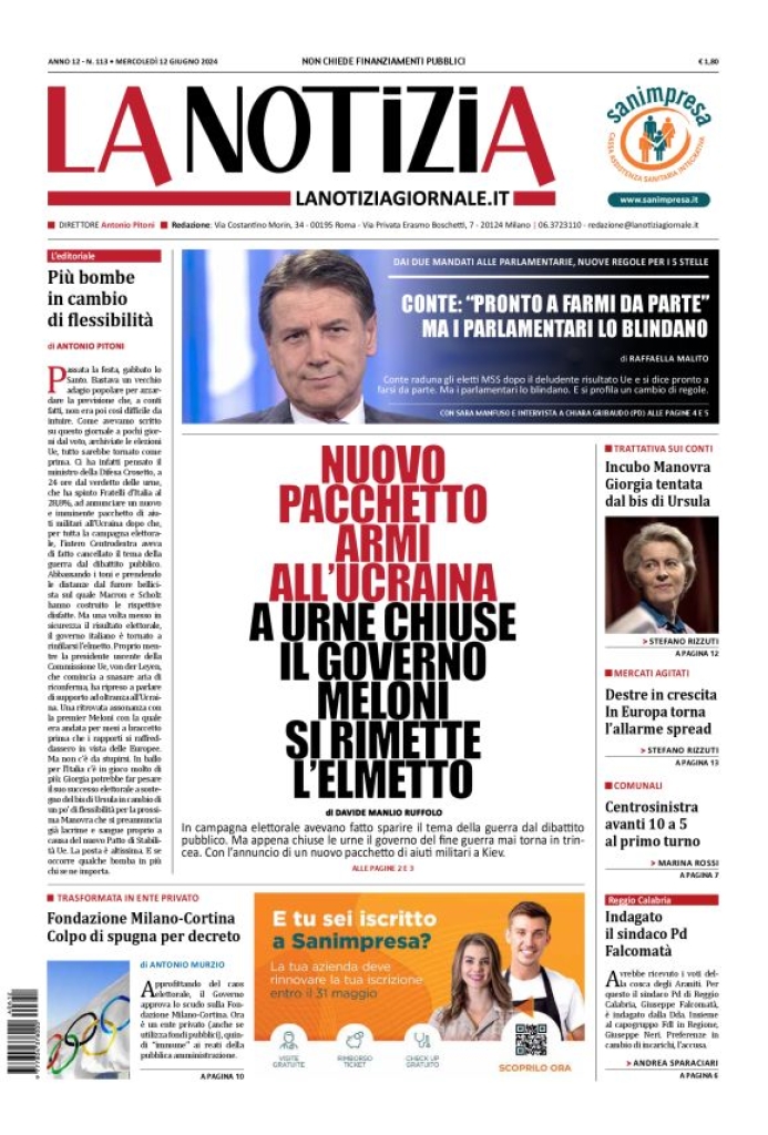 Prima-pagina-la-notizia-giornale-edizione-del-2024-06-12