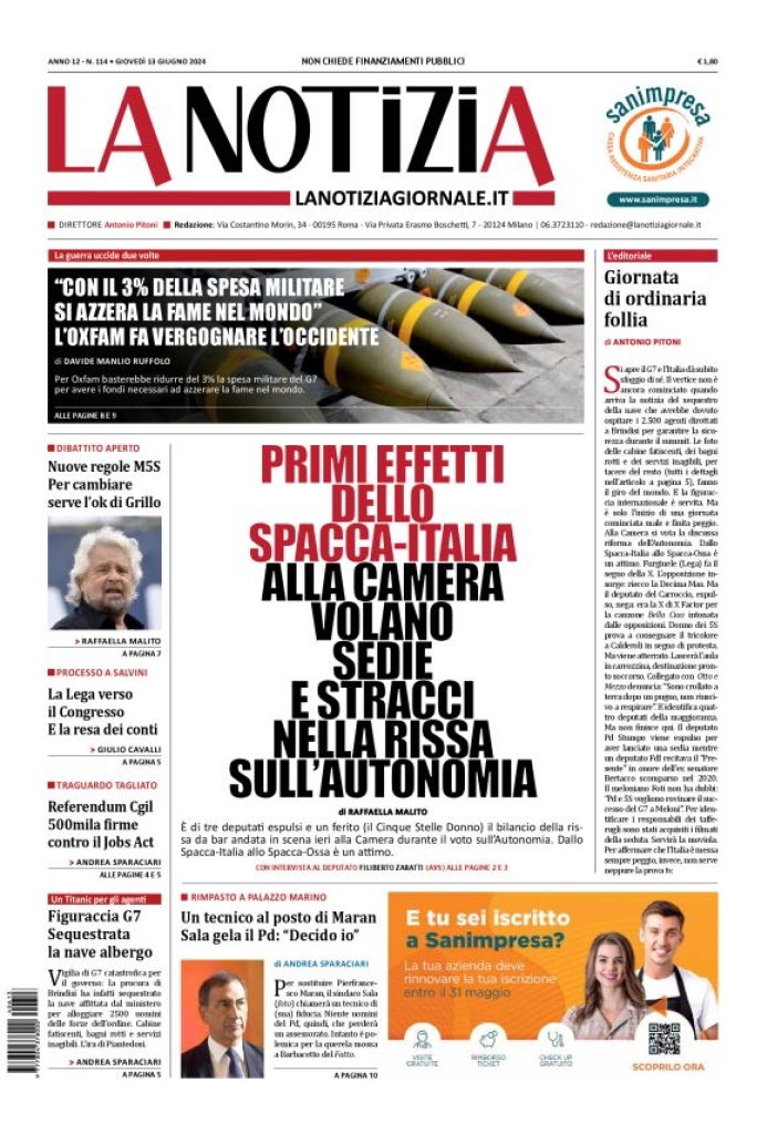 Prima-pagina-la-notizia-giornale-edizione-del-2024-06-13