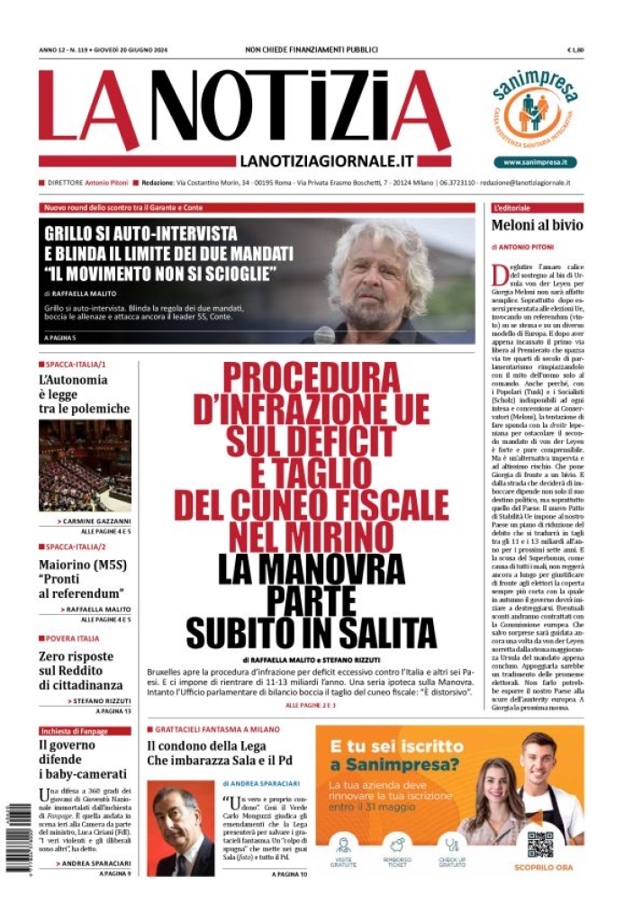 Prima-pagina-la-notizia-giornale-edizione-del-2024-06-20