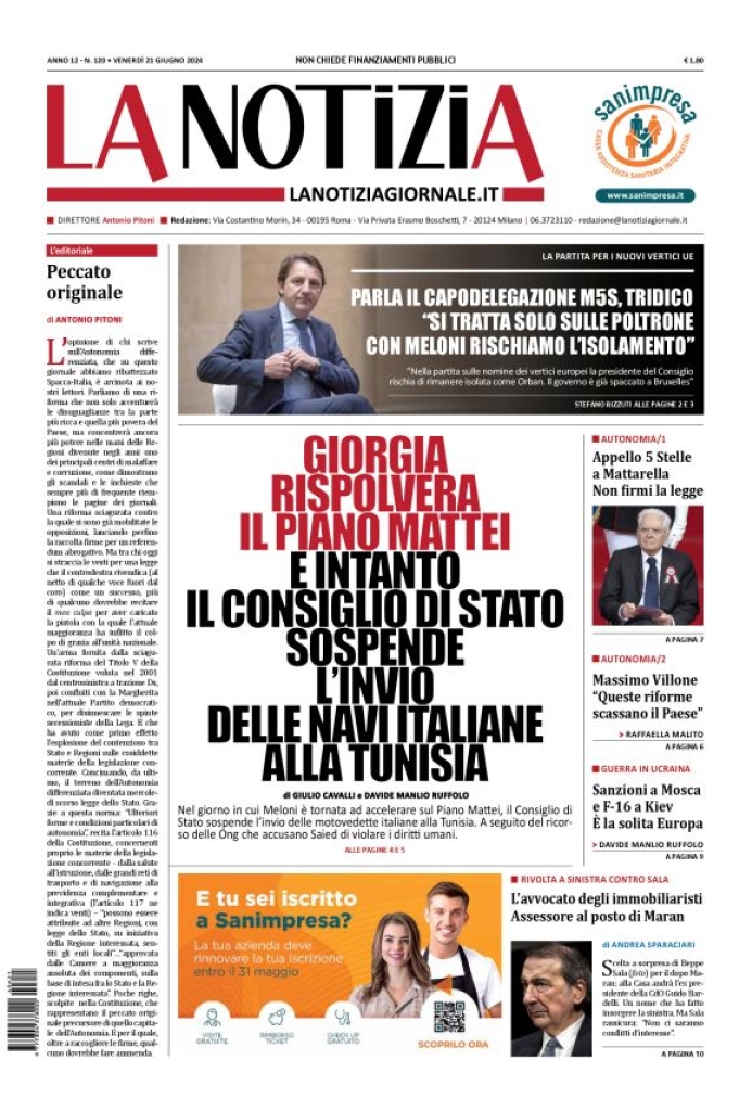 Prima-pagina-la-notizia-giornale-edizione-del-2024-06-21