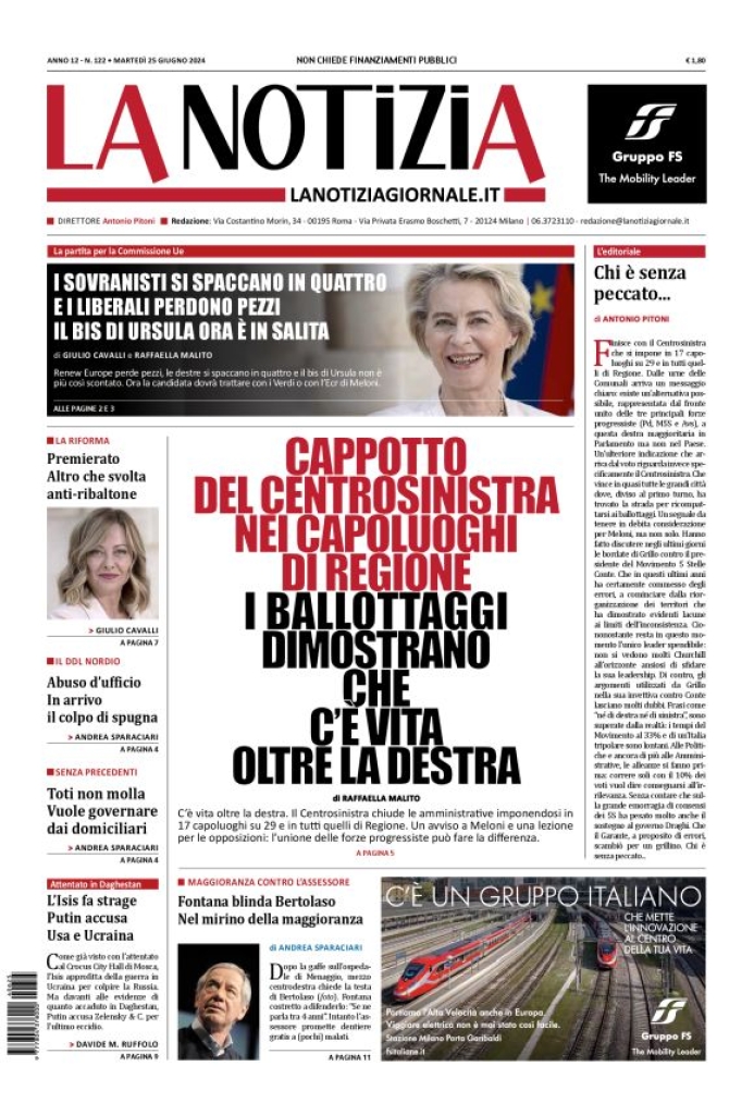 Prima-pagina-la-notizia-giornale-edizione-del-2024-06-25