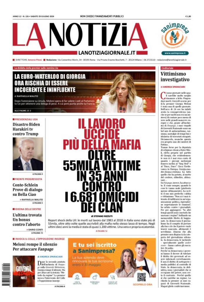 Prima-pagina-la-notizia-giornale-edizione-del-2024-06-29