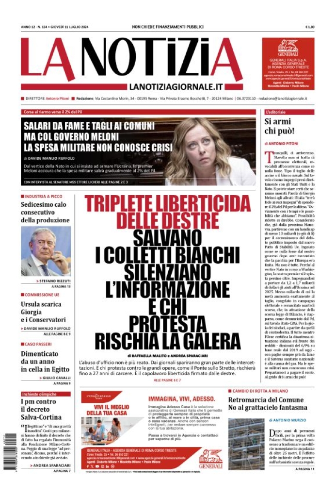 Prima-pagina-la-notizia-giornale-edizione-del-2024-07-11