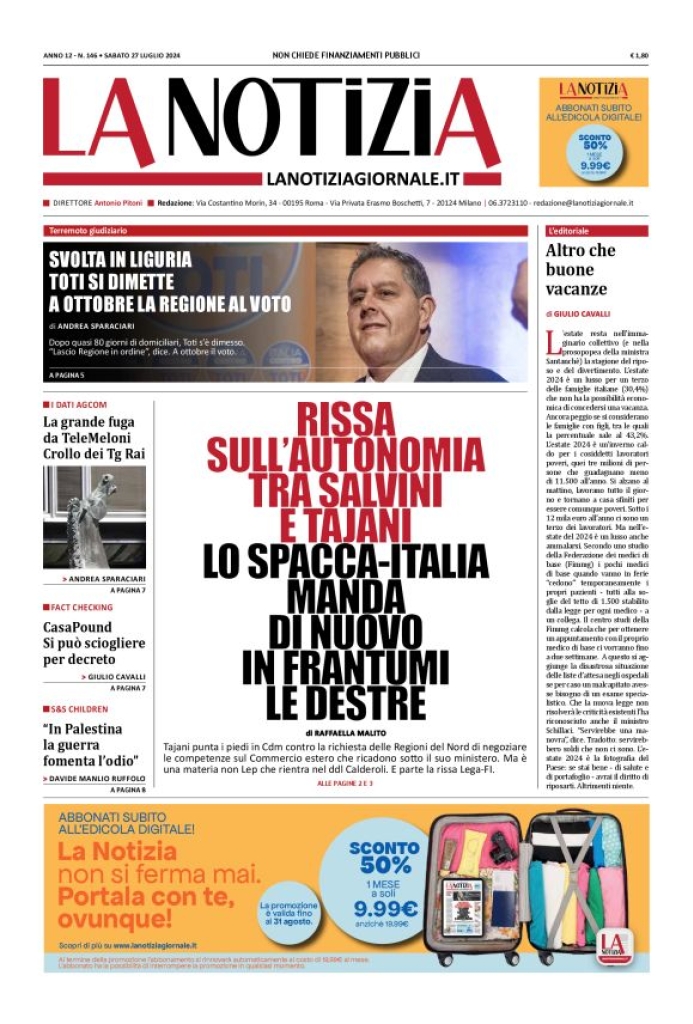 Prima-pagina-la-notizia-giornale-edizione-del-2024-07-27