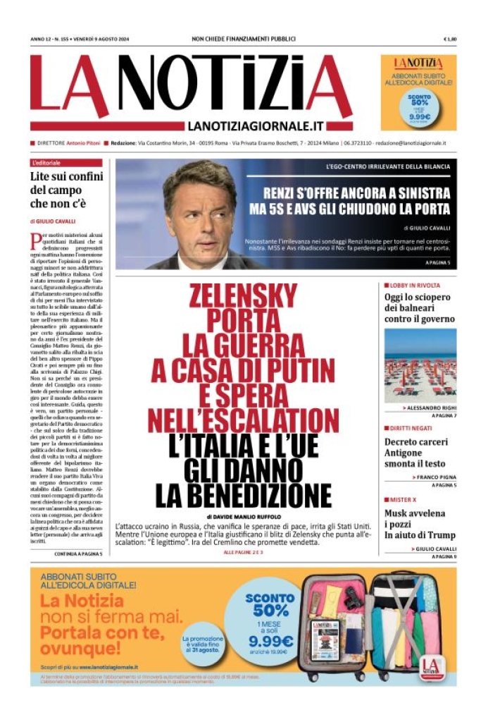 Prima-pagina-la-notizia-giornale-edizione-del-2024-08-09